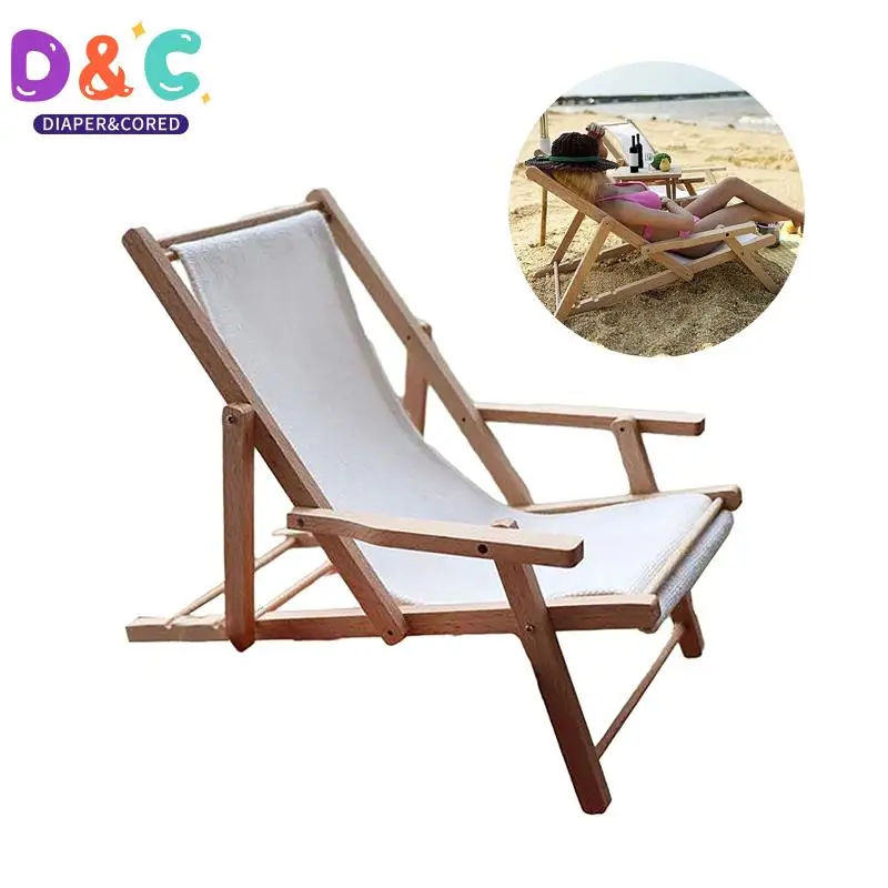 

1:6 Dollhouse Miniature Chair Foldable Lounge Chair Beach Chair Deck Chair Model Furniture Decor Toy Doll House Accessories