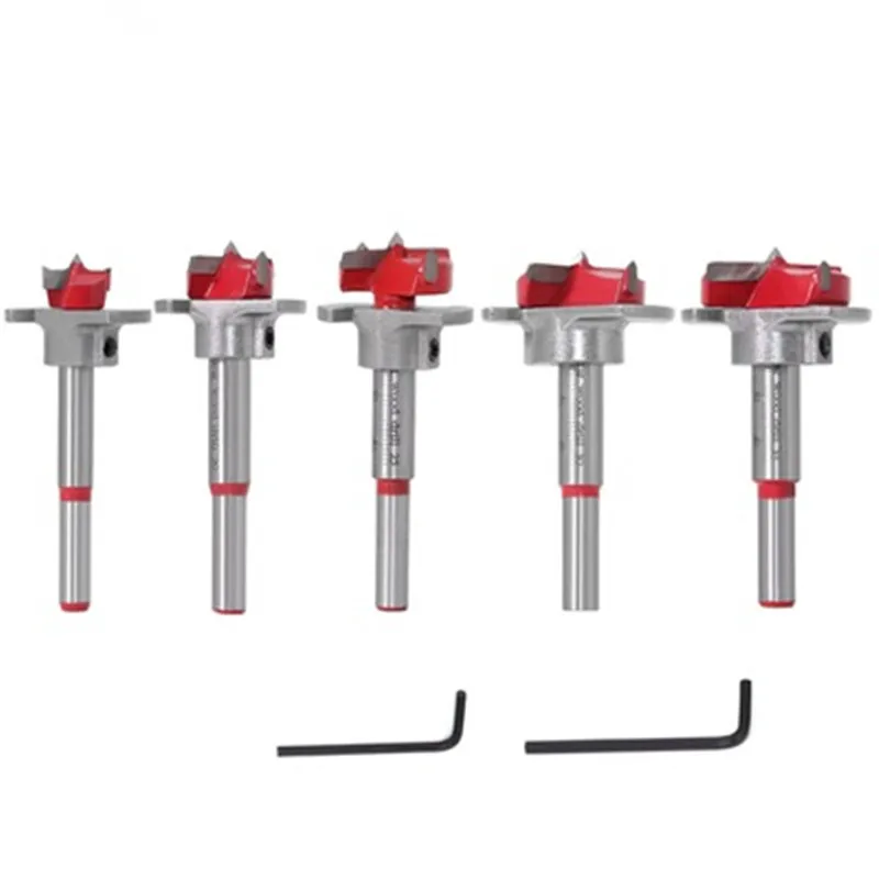 

5 PCS Hinge Hole Opener Set Positioning Woodworking Drill Bit Set Positioning Hole Drill 15-35mm Woodworking Drill Bits Tool