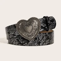 A love buckle pattern PU leather belt fashionable casual jeans 1