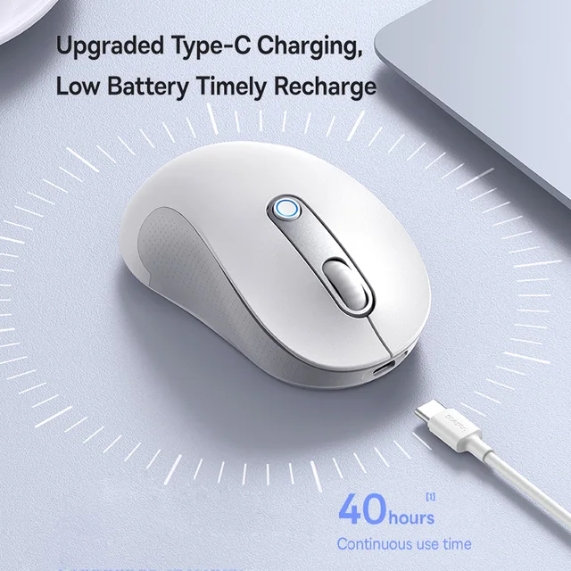 【New Upgrade】Baseus Rechargeable Wireless Mouse Type-C Charging Bluetooth 5.2 4000 DPI Computer Laptop Mute Mice Ergonomic Mouse 2