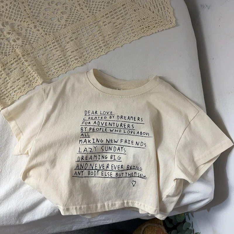 Summer Loose Baby Letter Print Short Sleeves T-Shirt Children Boy Girl Fashion Cotton Tees Kid Casual Tops Toddler T-Shirts Cotton t shirts Baby t shirts 2025