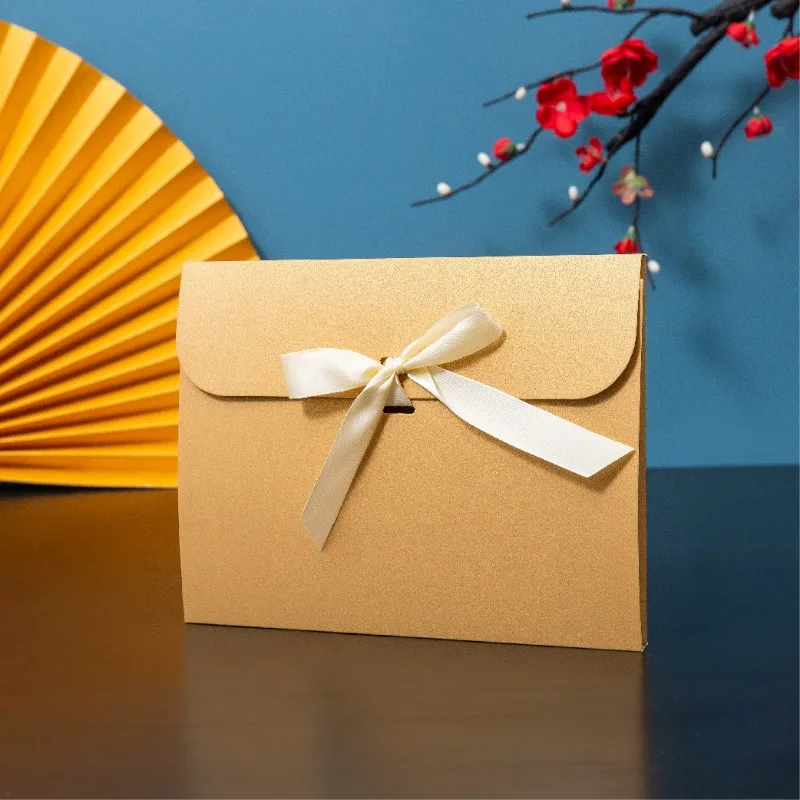 10-Pack Gift Card Envelopes With Ribbon Bows - 23x16cm Paper Packaging Bags For Wedding & Birthday