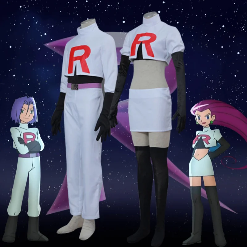 

Adult Team Rocket Cosplay Jessie Musashi James Kojirou Costume Halloween Anime Accessories Wig Full Set