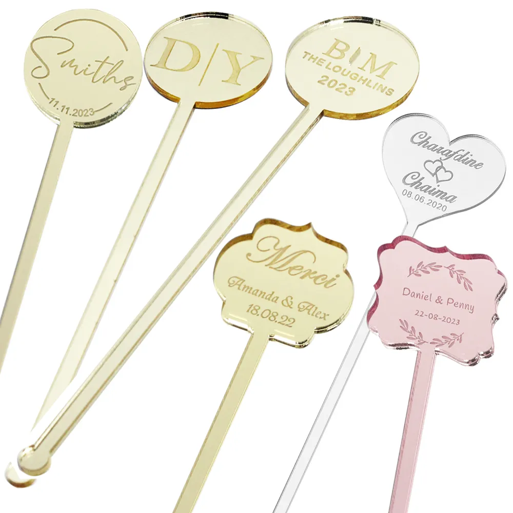 100PCS Personalized Engraved Stir Sticks Etched Drink Stirrers Bar