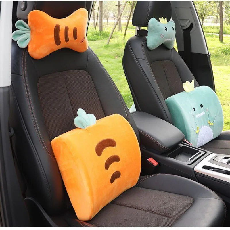 Cute Car Neck Pillow Cartoon Animal Headrest Travel Rest Cushion Plush Auto  Seat Neck Lumbar Support Car Interior Accessories - Neck Pillow - AliExpress