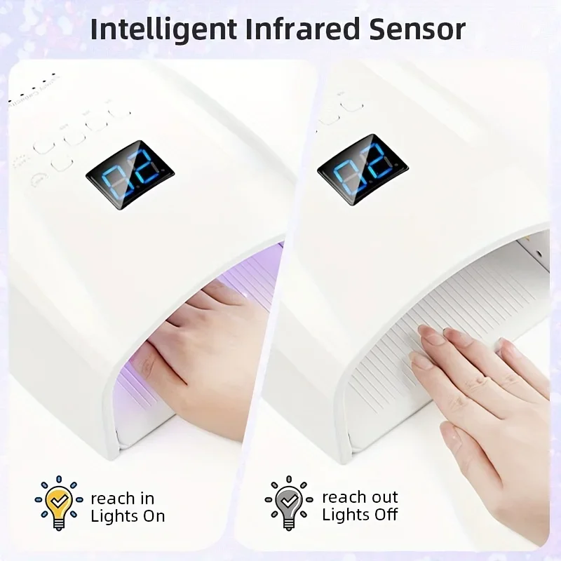 Rechargeable UV LED Nail Lamp 66W Lamp for Manicure with LCD Screen 4 Timer Sett