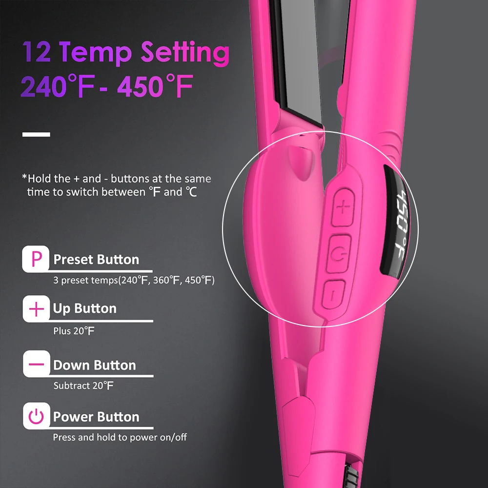 LISAPRO Original Ceramic Hair Straightening Flat Iron  1" Plates |Black  Professional Salon Model Hair Straightener & Curler 2