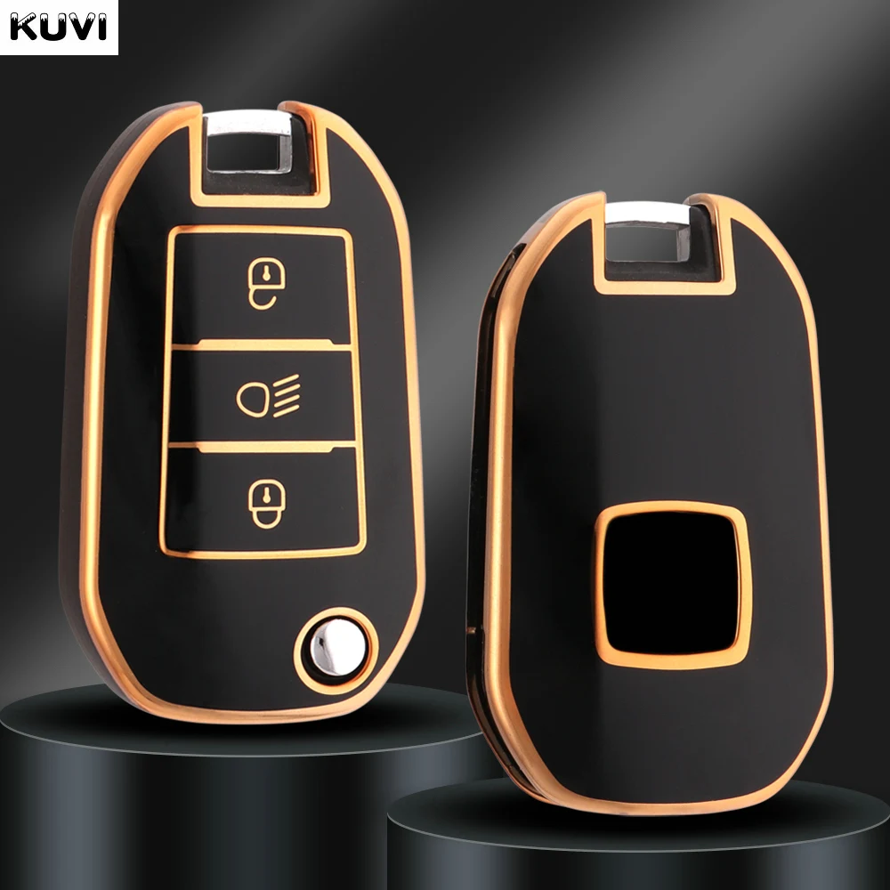 새로운 TPU 자동차 플립 키 케이스 커버 셸 푸조 208 308 408 508 2008 3008 4008 5008 시트로엥 C3 C4 선인장 C6 C8 액세서리