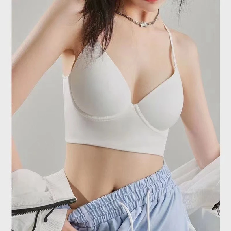 

Sexy Ladies Underwear U-shaped Beautiful Back Women's Bra Thin Section Big Chest Showing Small Anti-sagging Soft Steel Ring