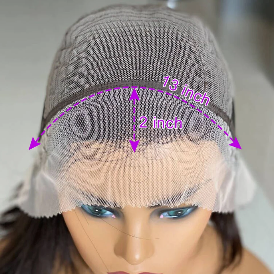 13x2 Highlight Straight Transparent Lace Front Human Hair Brazilian Remy Wigs For Women Pre Plucked Short Bone Bob Wigs 10inches