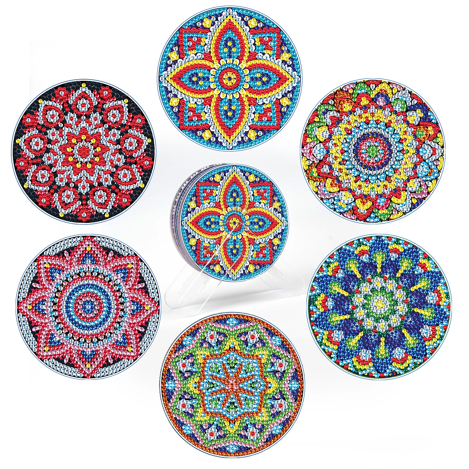 

6Pcs/Set DIY Diamond Painting Coaster With Cartoon Drink Cup Cushion Non-slip Table Placemat Insulation Pad Kitchen Accessories