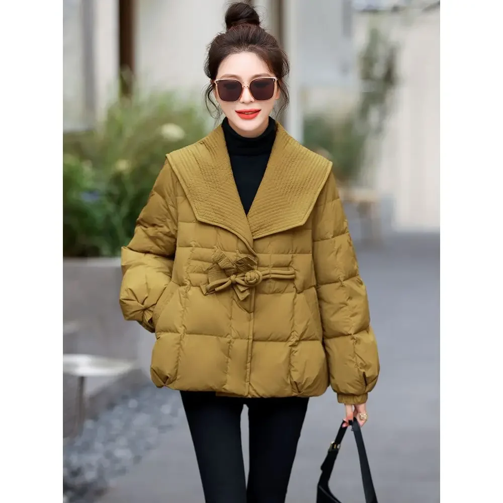 Luxury Down Cotton Jacket Women Winter Short Jacket 2023 New Korean Fashion Large Lapel Cotton Jacket Designer Free Shipping