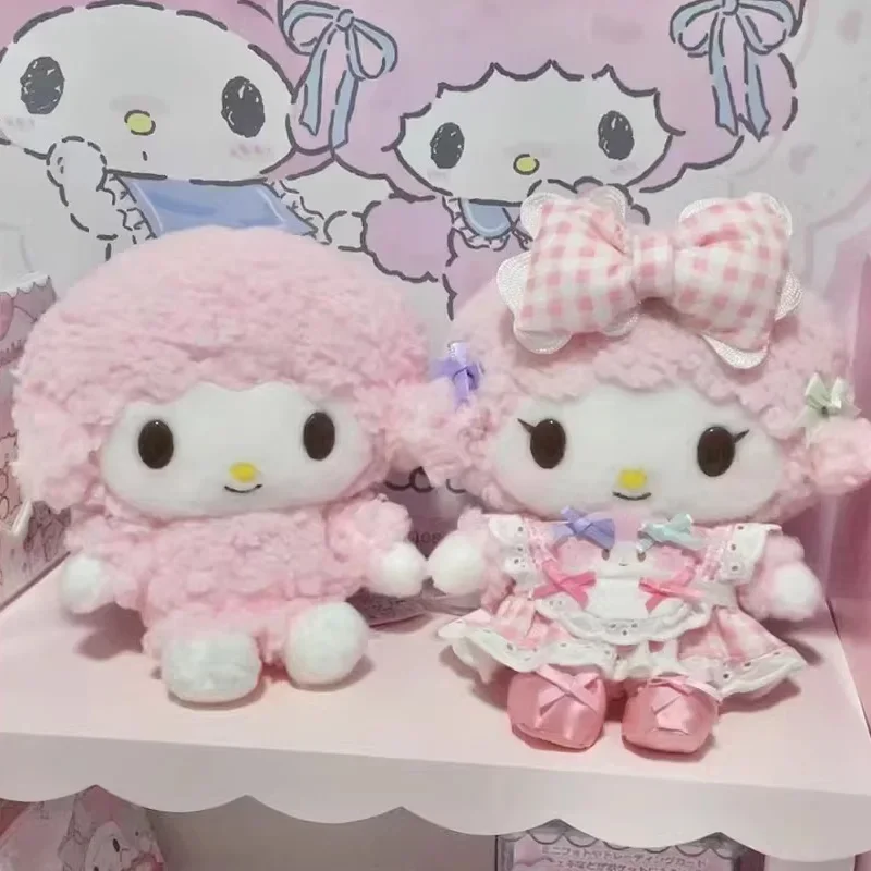 

New Sanrio Plush Toy Cute And Sweet Girl Heart Bow Little Sheep Melody Pink Milk Hoo Doll Birthday Gift For Girlfriend Ornaments