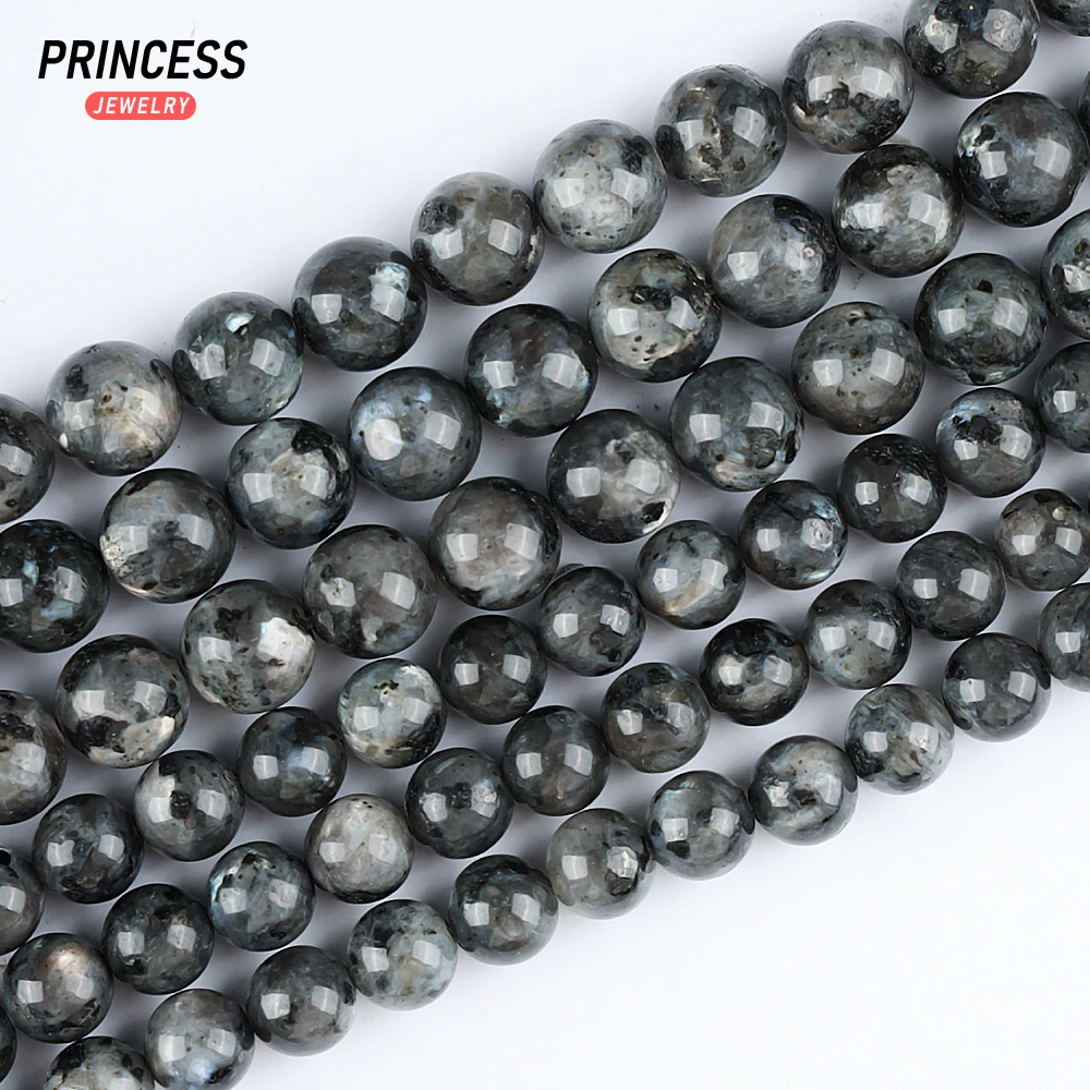 A+ Natural Madagascar Black Labradorite Larvikite Stone Loose Beads for Jewelry Making Charms Bracelet Necklace DIY Accessories 4