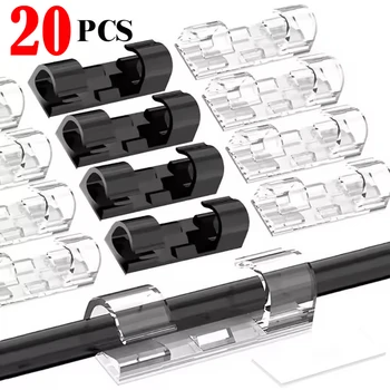 Adhesive Cable Clips Wire Holder For Wall Clear Strong Self-Adhesive Stickers Cord Management Organizer for Desk Car Office Home