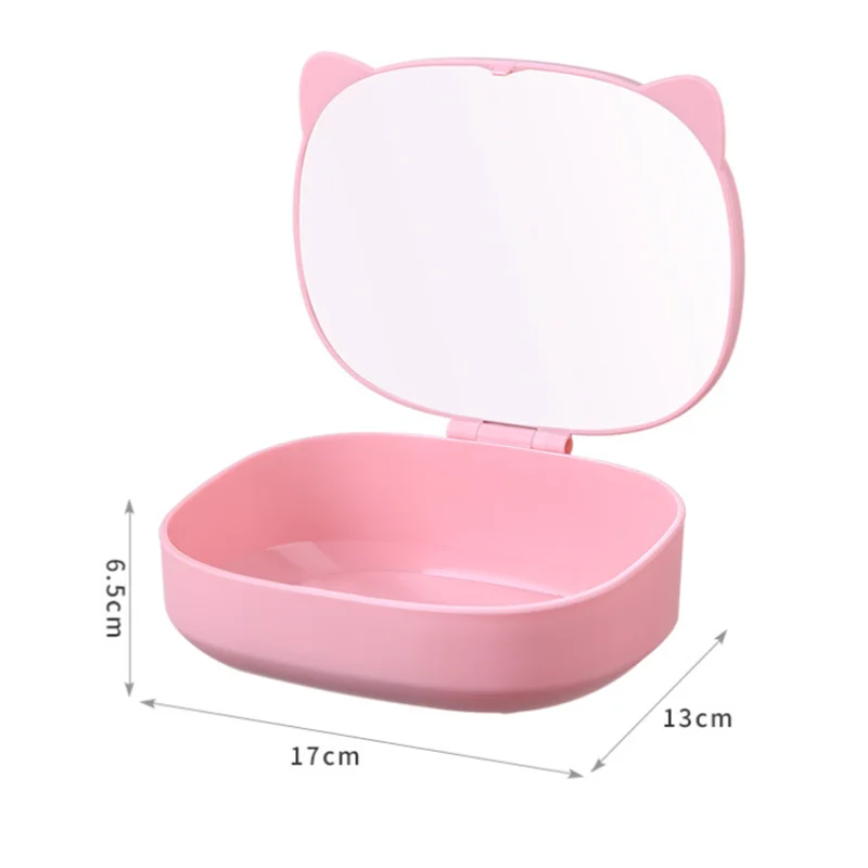 New Storage box with mirror folding makeup mirror Female student dormitory desktop makeup mirror makeup organizer box 6