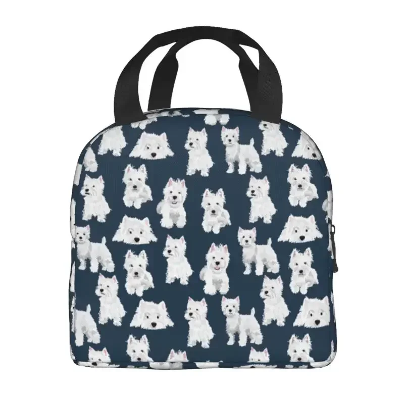 

2024 West Highland White Terrier термальная изолированная сумка для ланча с милым щенком Westie, многоразовая сумка для ланча для школы, коробка для еды