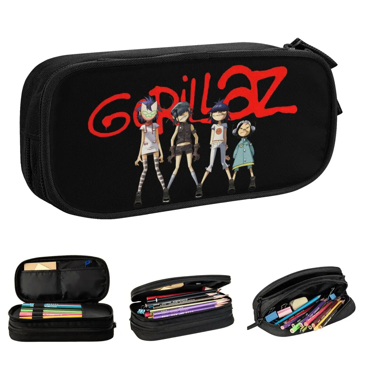

Gorillaz Rock Rapper Pencil Case Pencil Pouch Pen for Student Large Storage Bag Students School Gift Stationery