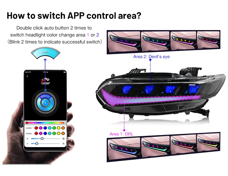 Headlights for Honda Accord 10th Gen 2018-2022 Quadruple Beam - Image 4