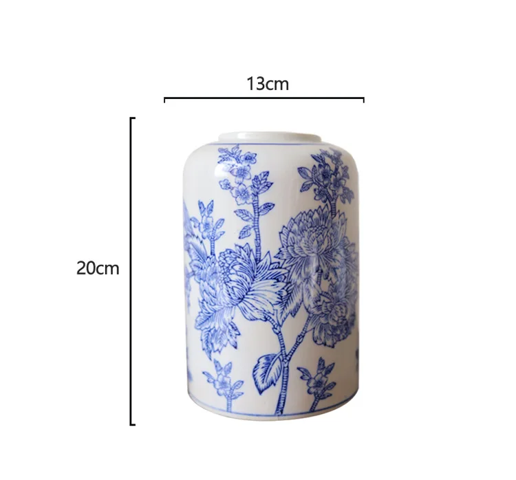 北欧のレトロな青と白の磁器の花瓶、新しい中国風、家の装飾、フラワー 