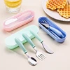 4pcs Children Spoon Forks Box Kids Stainless Steel Kids Cutlery Portable Baby Feeding Utensils Baby Spoons Baby Tableware Set 6