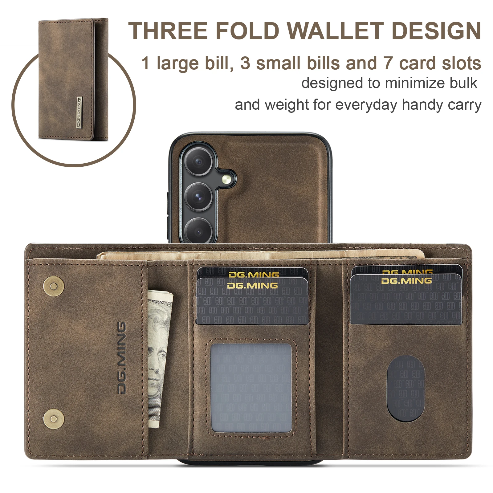 Premium Detachable Leather Magnetic Wallet Case by DG.MING