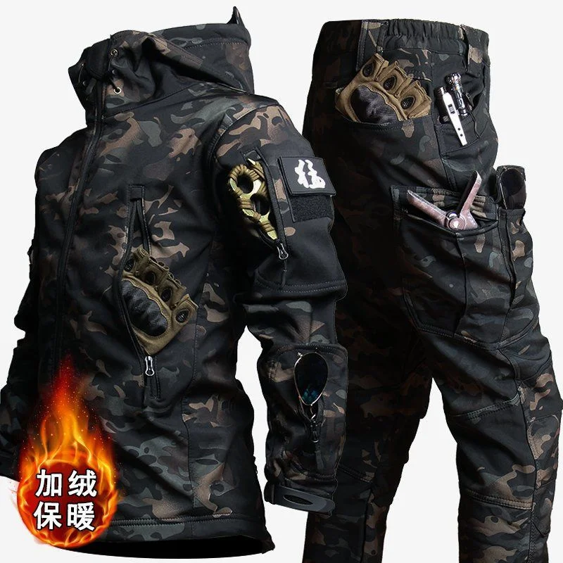 Tactical Suit Winter Jackets Pants Men Women Outdoor Hiking Windproof Waterproof Multi Pockets