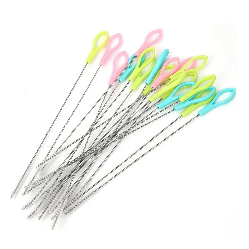 Drinking Straw Cleaning Brush Kit Straw Tube Pipe Cleaner Stainless Steel Long Handle Nylon Cleaning Brushes For Straws 1PC