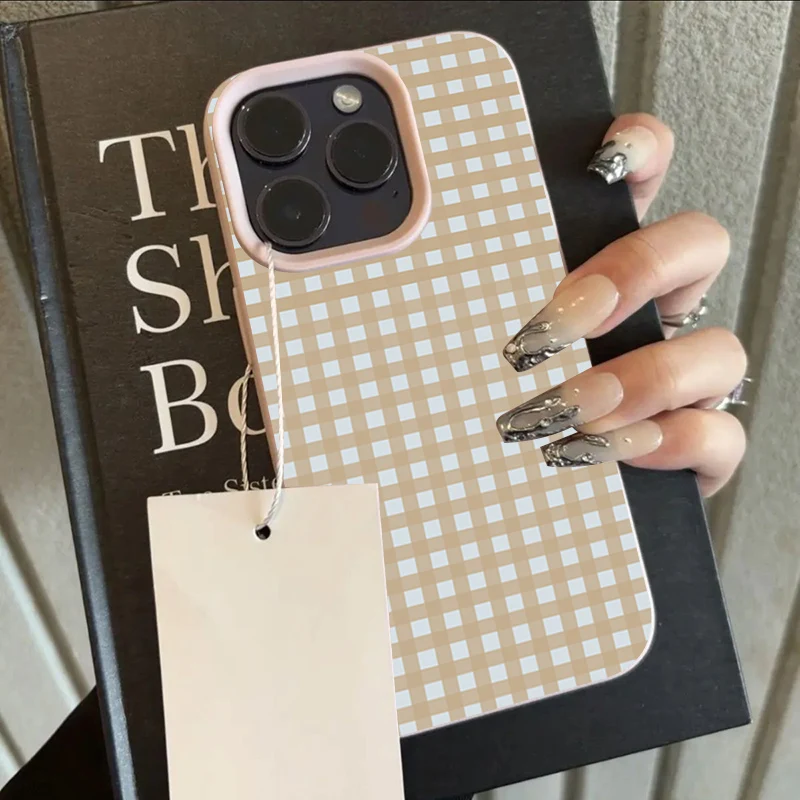Elegant Lychee Texture Striped Grid Silicone Phone Case