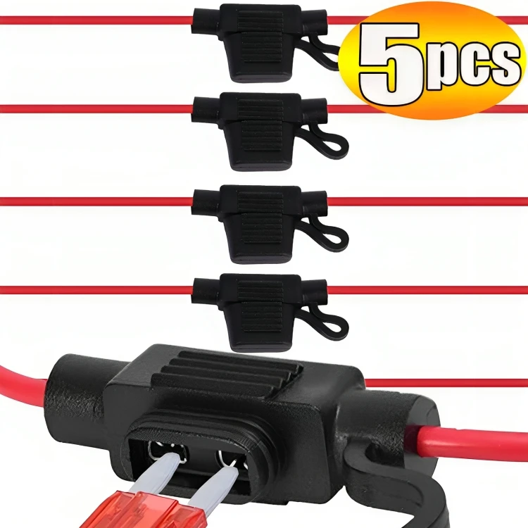 5PCS Car Fuse Holder Small Size Mini Blade Waterproof Sealed Fuse Box Car Socket in Line Cutoff Switch Adapter