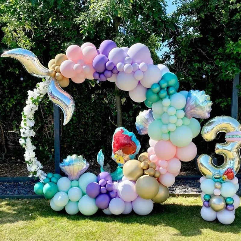 

138Pcs Disney Mermaid Balloon Garland Arch Kit Girls Birthday Party Decor Kids Baby Shower Latex Ballon Wedding Party Supplies