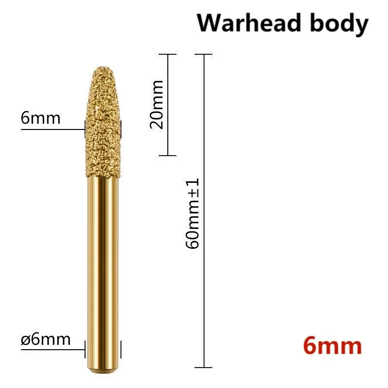 6mm Rodada Shank Vacuum Brazed Diamante Burr Cabeça Grosso Rotary Bits Moagem Rotary File Broca Ferramenta para Madeira Pedra Escultura