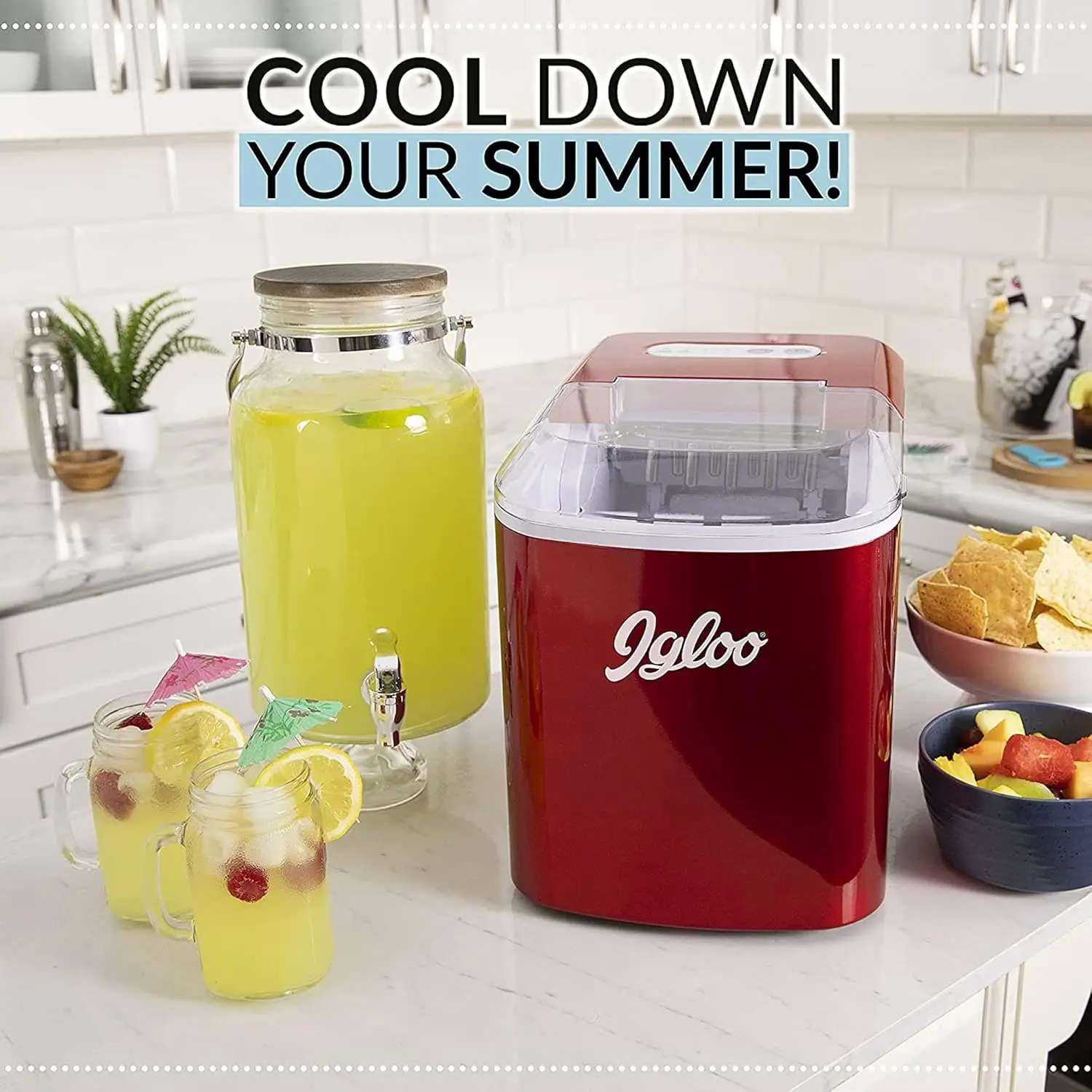 26-lb Automatic Electric Countertop Ice Maker-9 Cubes in 7 Mins, With Scoop and Basket