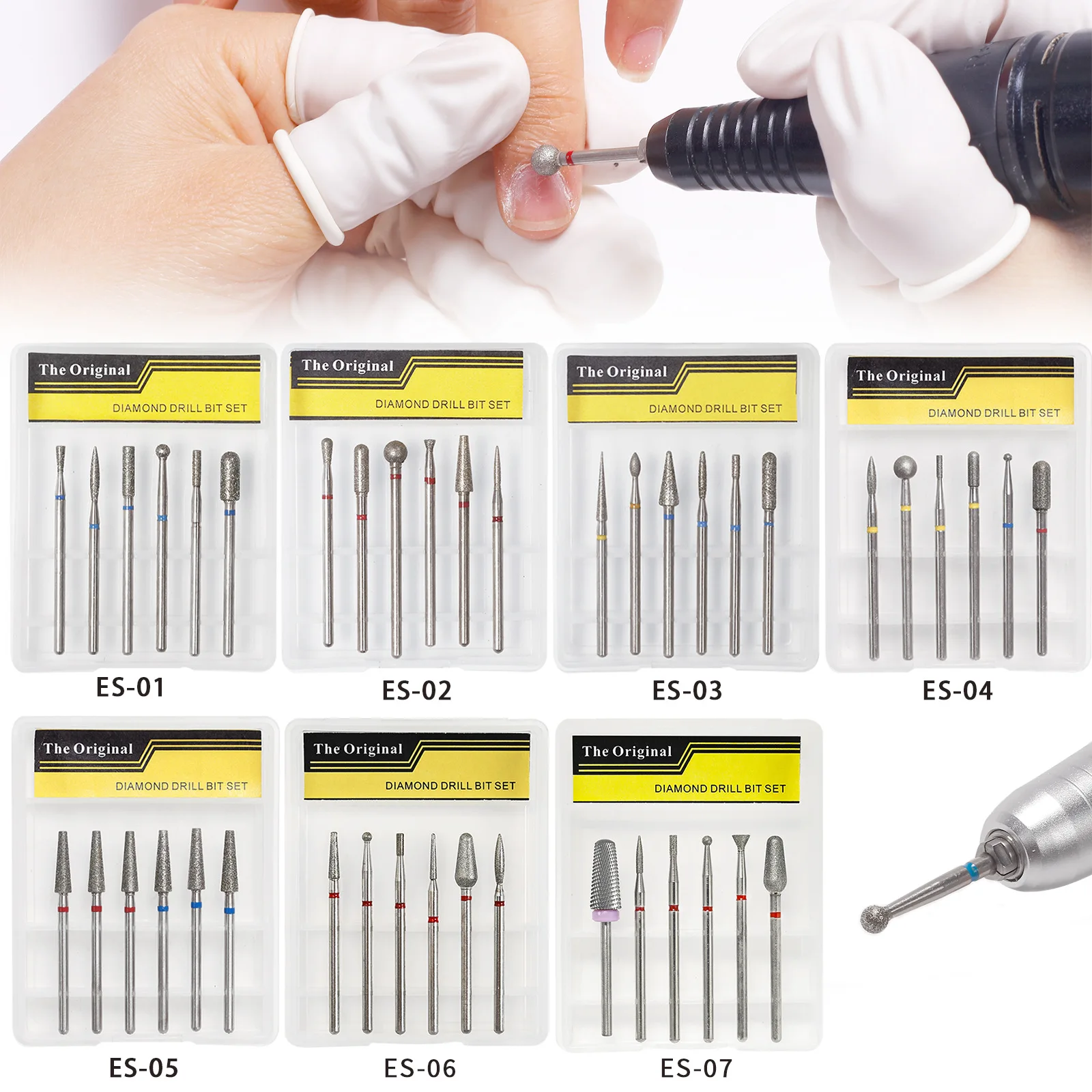 6Pcs Russian style nail diamond polishing head set boxed, high-quality pre-processing, dead skin removal polishing head set