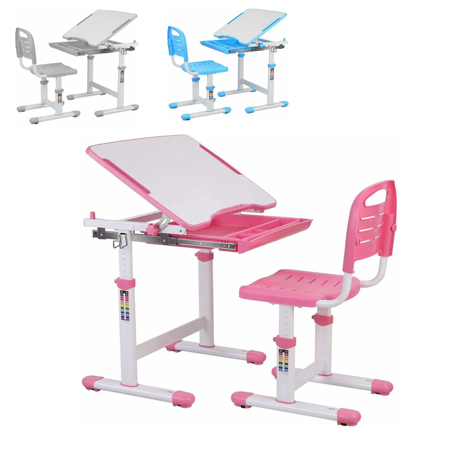 BamnyChildrensDeskwithChairDrawerandReadingStandChildrenPink