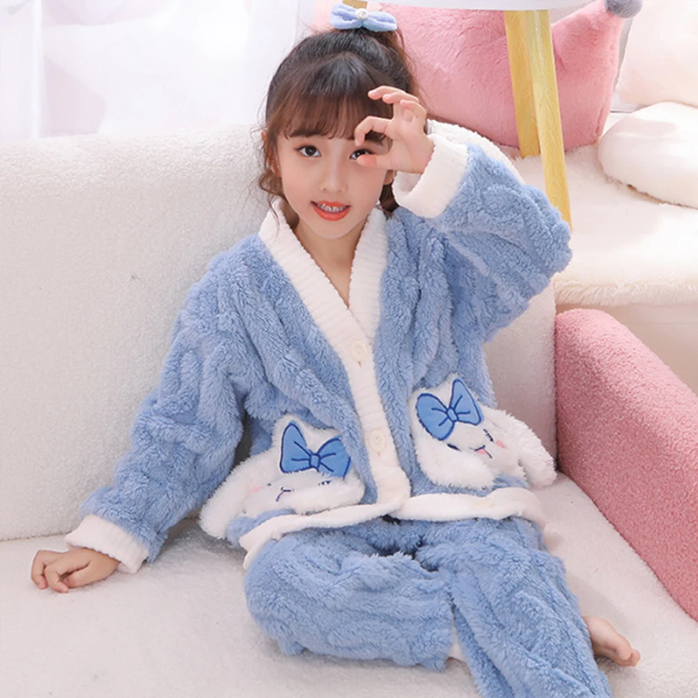 Sanrio Anime Hello Kitty Girls Pajamas Cinnamoroll Kuromi Nightwear Kids  Pure Cotton Sleepwear Spring Autumn Children Homewear 