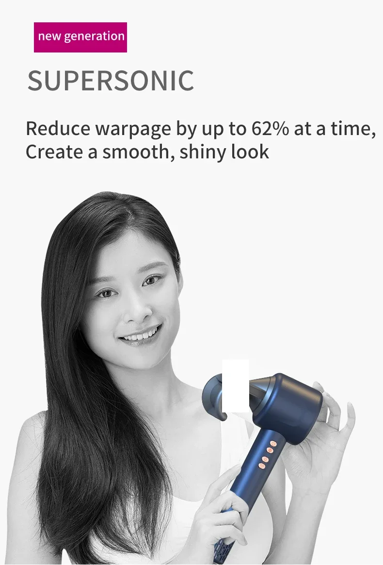 Description Picture 3 of item110V/240V Professional Hair Dryer Negative Ionic Hair Dryer Leafless Hairdryer Hot/Cold Wind Home Appliance Free shipping