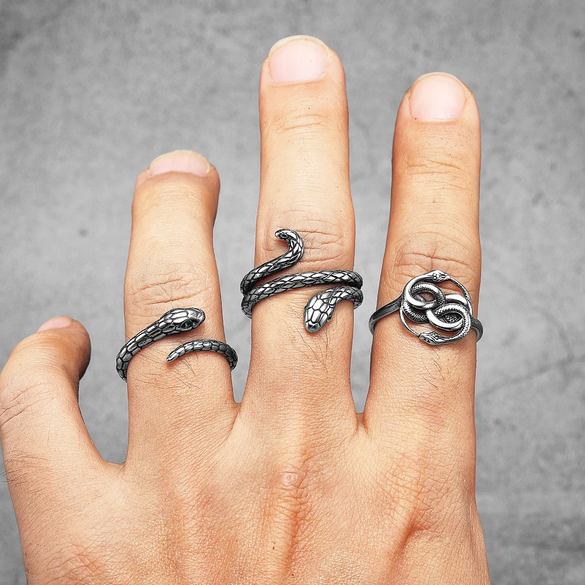 Silver Rings Ouroboros Ring Mens Snake Ouroboros Animal Men Rings