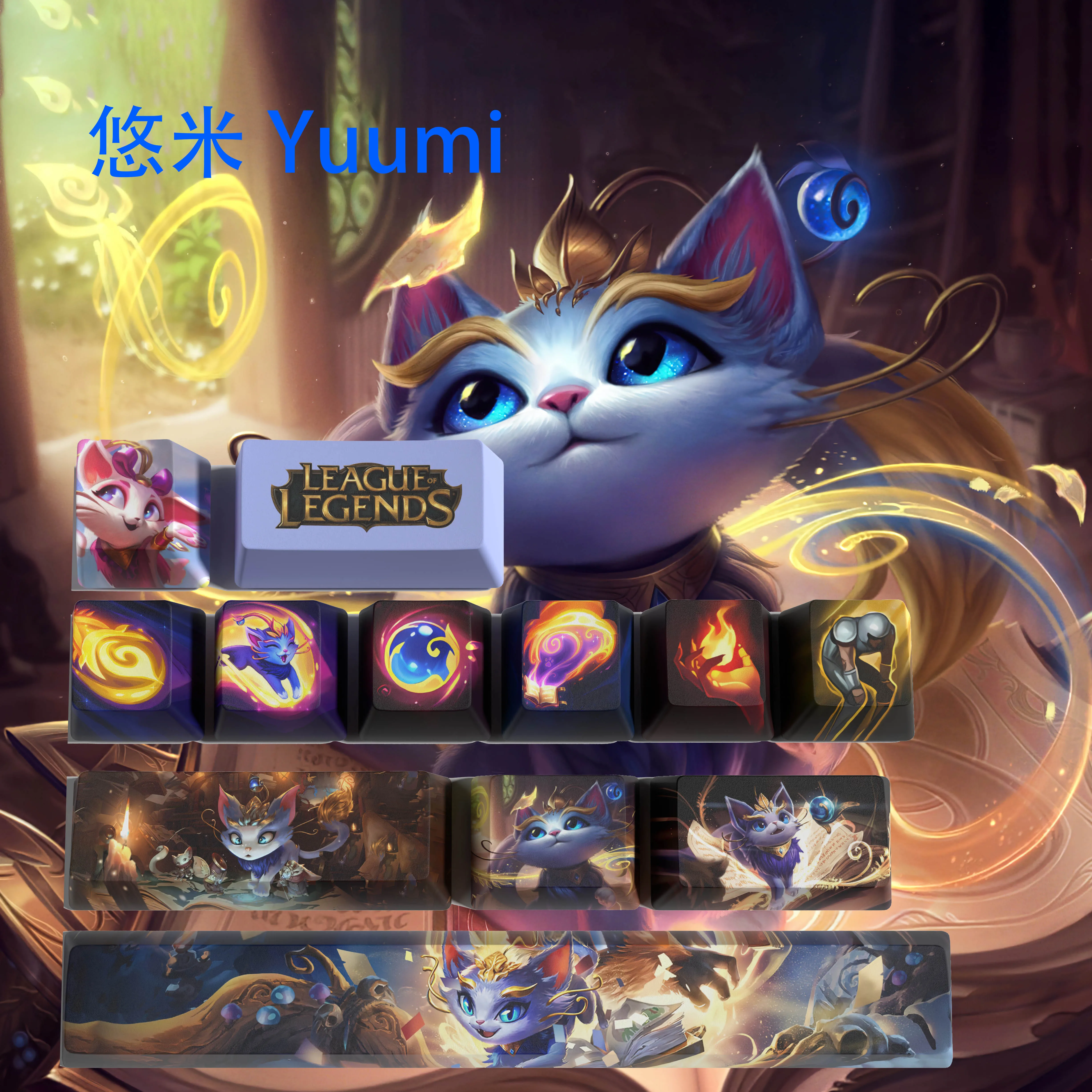 League of Legends Jogo Yuumi Keycaps Perfil Oem Pbt Dye Sub 12 Chaves