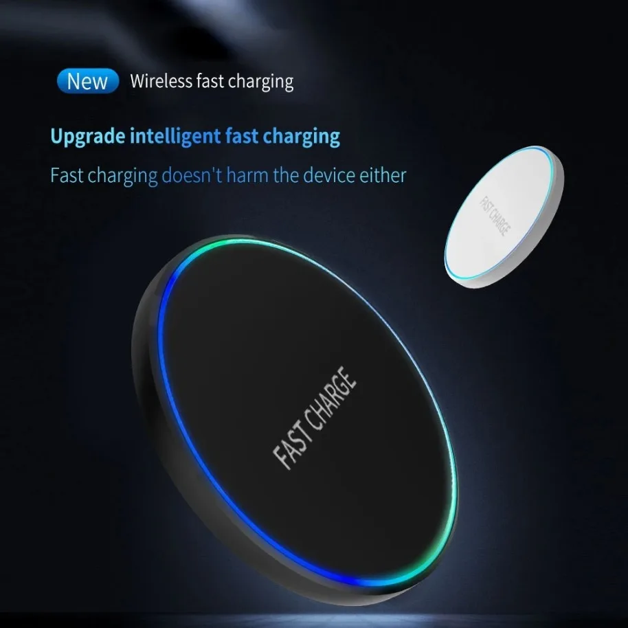 VIKEFON 30W Mini Wireless Charger Pad LED Light For iPhone 16-12 Samsung S25 S24 Xiaomi AirPos Pro Desktop Fast Charger Station