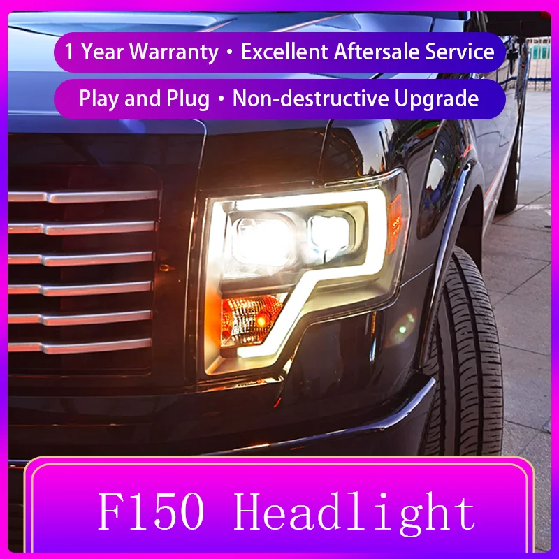 

Пара автостайлинга для Ford Raptor F150 F-150 2008-2014, передняя фонарь DRL, лампа головного света, проектор, объектив, фары, автоаксессуары