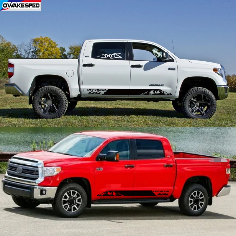 2Pcs 4X4 Off Road Sport Stripes Per Toyota Hilux Vigo Revo Rocco Pickup Trunk Decor Vinyl Decal Mountaion Accessori Personalizzati