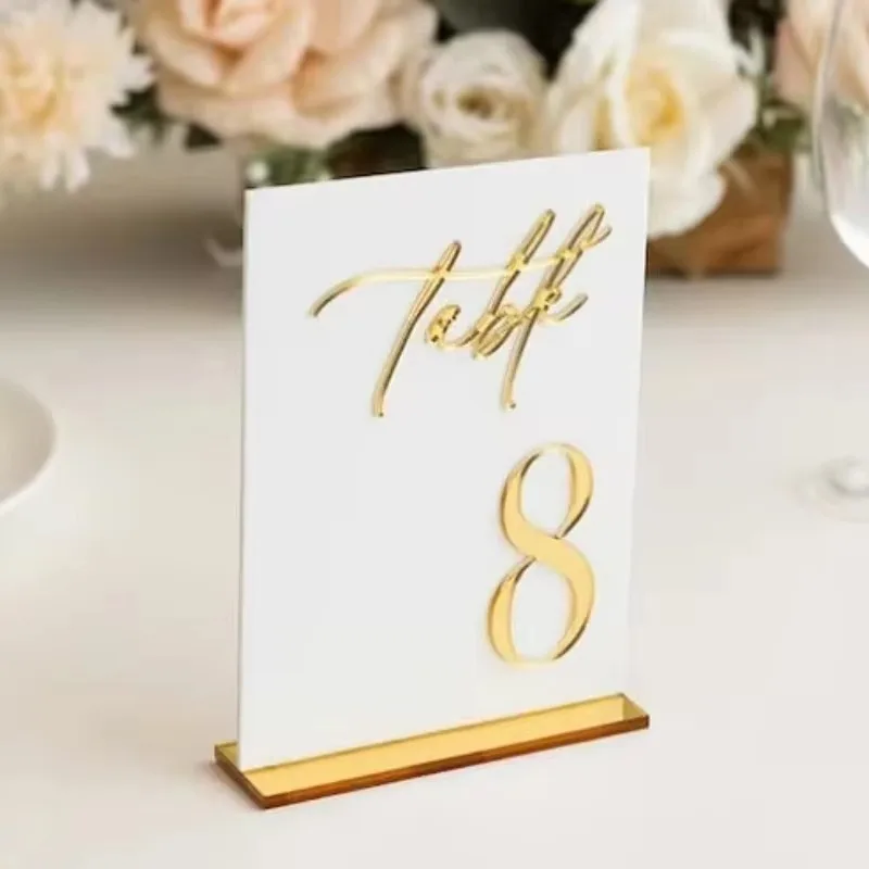 Frosted Acrylic Table Numbers 3D Silver Mirror Table Signs Wedding Decor Wedding Signage Desktop Sign