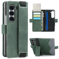 Premium PU Leather Flip Wallet Phone Case with Adjustable Kickstand - Samsung z fold 7 (Green)