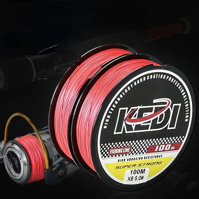 Red PE Strong Horse Fishing Line Main Line 8 Braid Luya Special Casting 100 Meters High Horsepower Sea Fishing