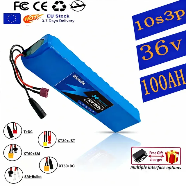 Batterie pour moto et scooter, 10S3P, 36V, 100000mAh, 18650, Ion Eddie, 1000W, haute puissance et capacité 36V 1