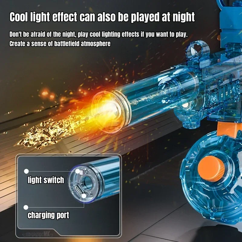 Children Simulated Flame Electric Water Gun Sensor Light High Pressure Automatic Watergun Summer Outdoor Beach Pool Toy for Kids 2