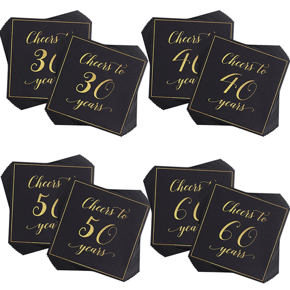 40 Tovaglioli Cocktail 21° Compleanno Per Lei - Bianco E Oro, Usa E Getta 2 Strati 25x25 Cm