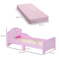 HOMCOM Lit Enfant 140 x 70 cm - lit d'enfant Design Princesse Motif château - sommier à Lattes Inclus - MDF Contre-plaqué Rose 5