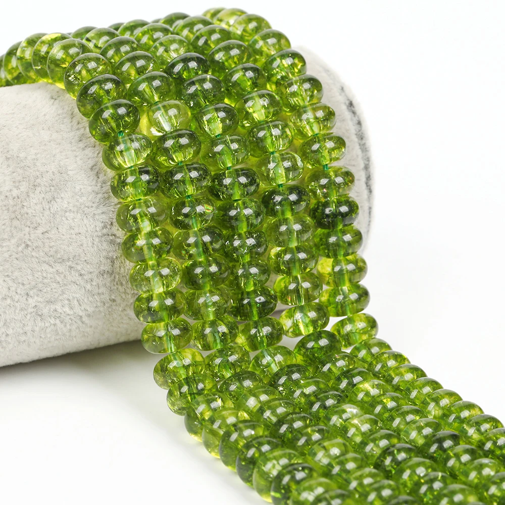 Peridot Schnee gebrochene Kristallglasperlen 6x10mm Rondelle lose Distanzperlen für Schmuckherstellung DIY Armband Halskette 15'' – Detail 7